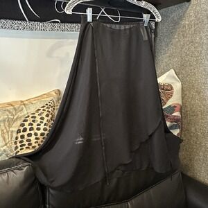 Black Ballet Wrap Skirt 25" Long Midi Chiffon Flowy Sheer Goddess Dancewear